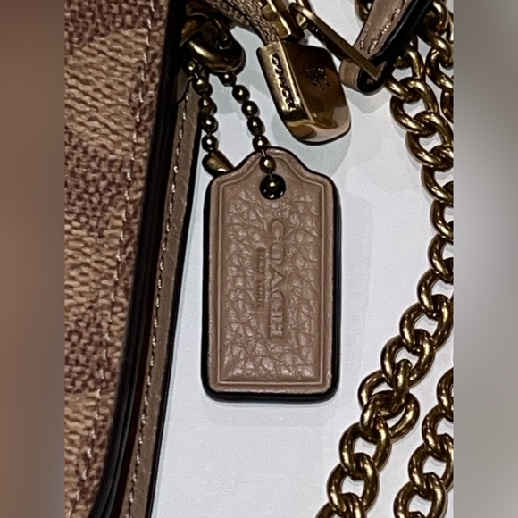 Coach Turnlock Crossbody Bag in Signature Canvas with Tan and Taupe - Picture 5 of 12